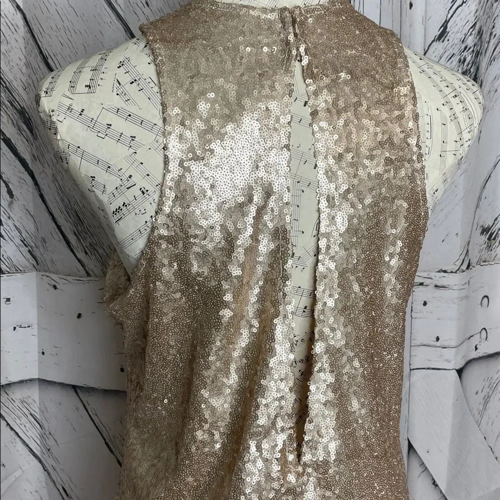 Free People Gold Sequin Mini Dress Small